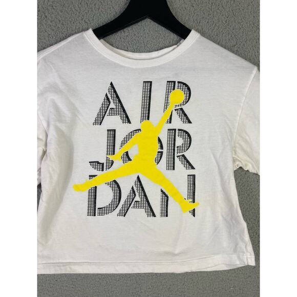 Jordan Girls' Air Jordan Stack T-Shirt‎ Youth Size L 12-13 White Graphic Cropped - Picture 4 of 6